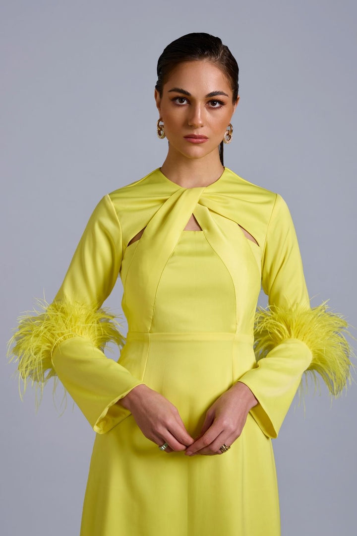 Kelly Lemon Feather Midi - Zabella