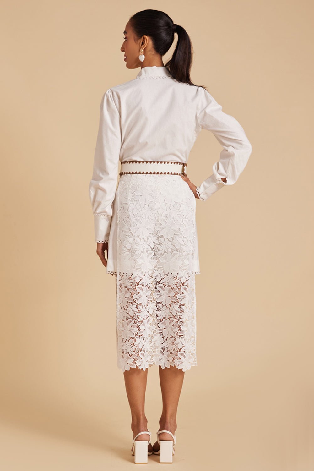 Lace Panelled Linen Co-ord Set - Zabella