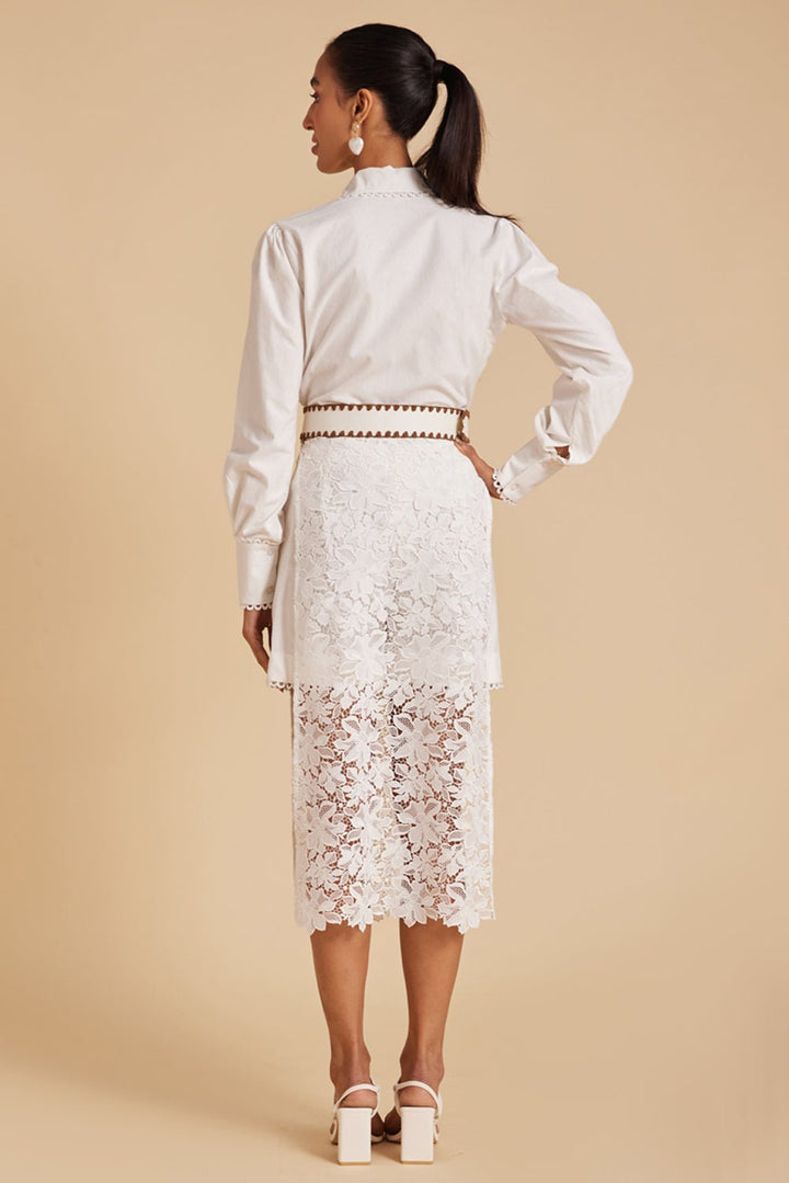 Lace Panelled Linen Co-ord Set - Zabella