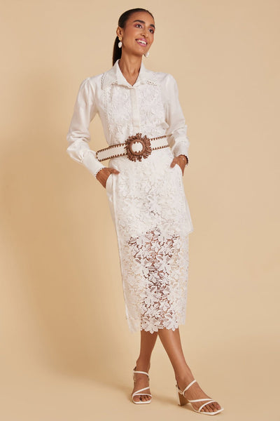 Lace Panelled Linen Co-ord Set - Zabella