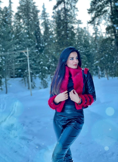 Leatherette And Faux Fur Jacket - Shopzabella