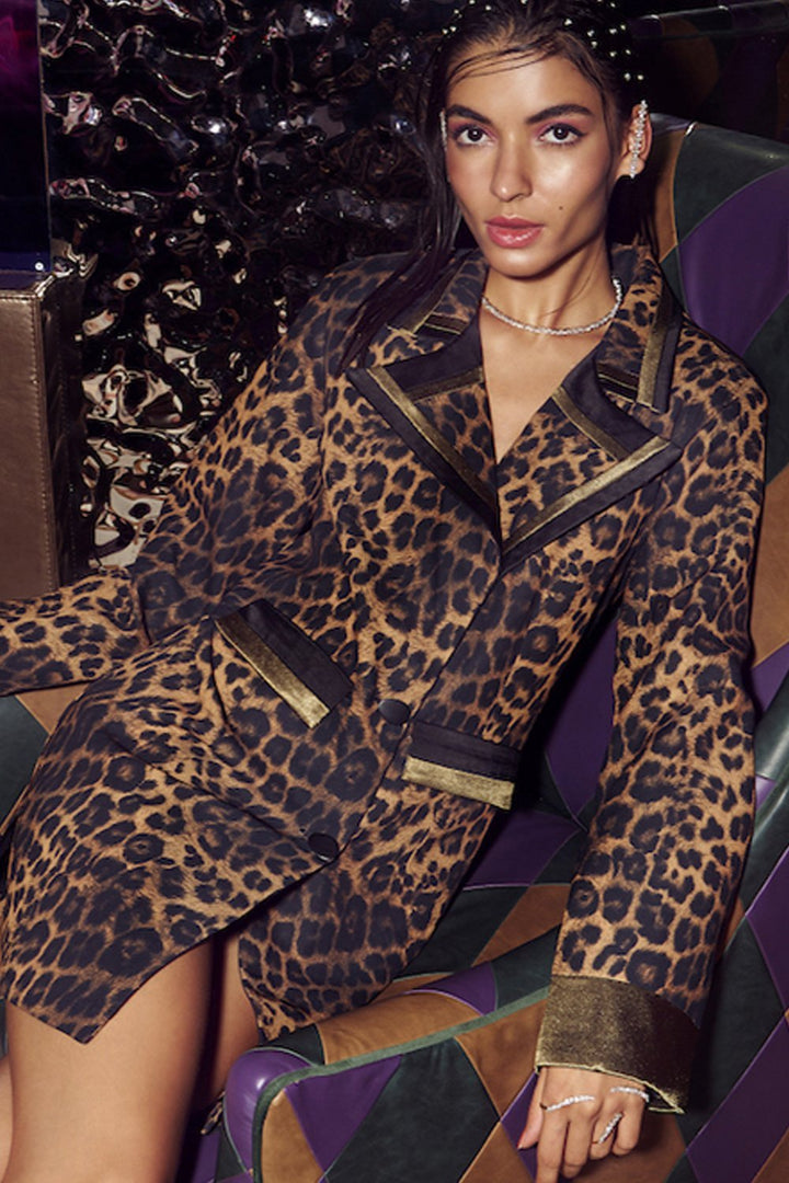 Leopard Print Blazer Dress - Shopzabella