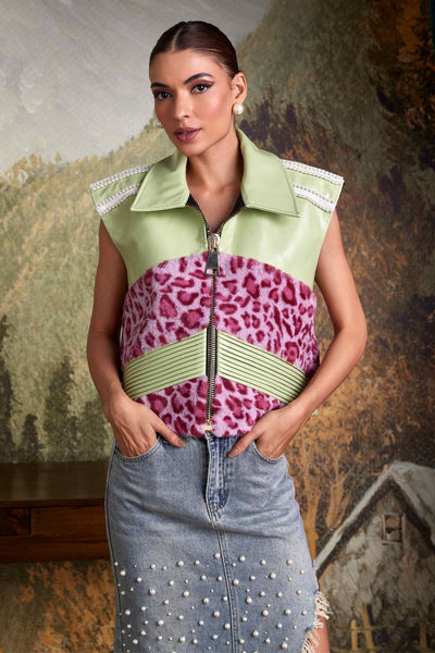 Mint and Pink Oversized Jacket - Zabella