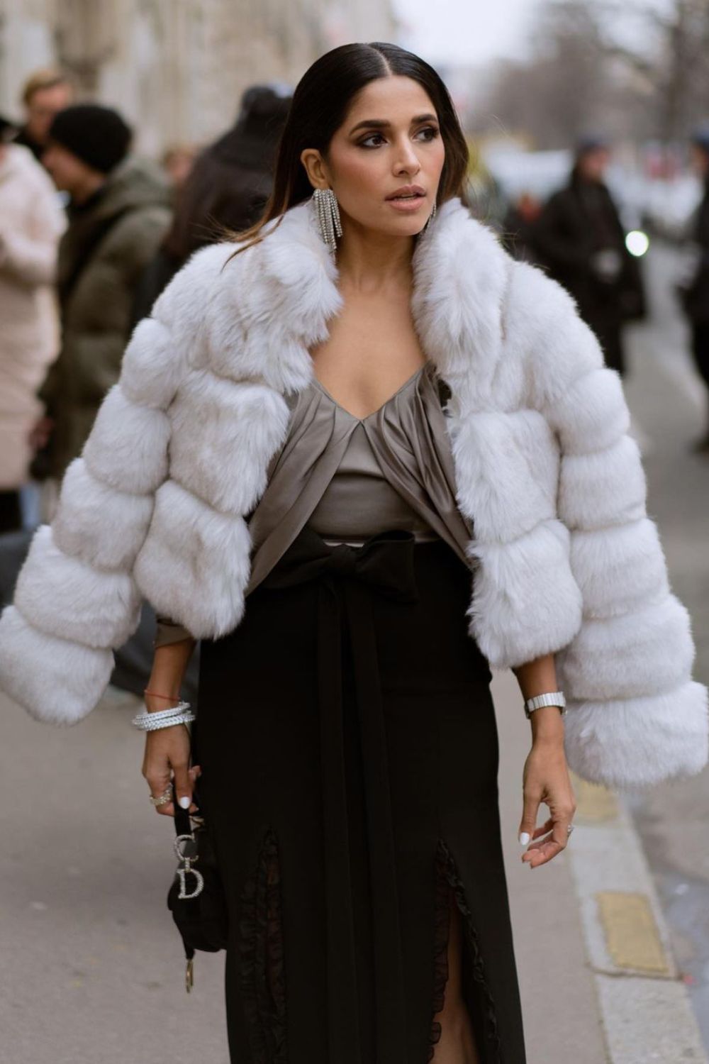 Mitali Sagar In Our White And Grey Shaded Faux Fur Jacket - Zabella