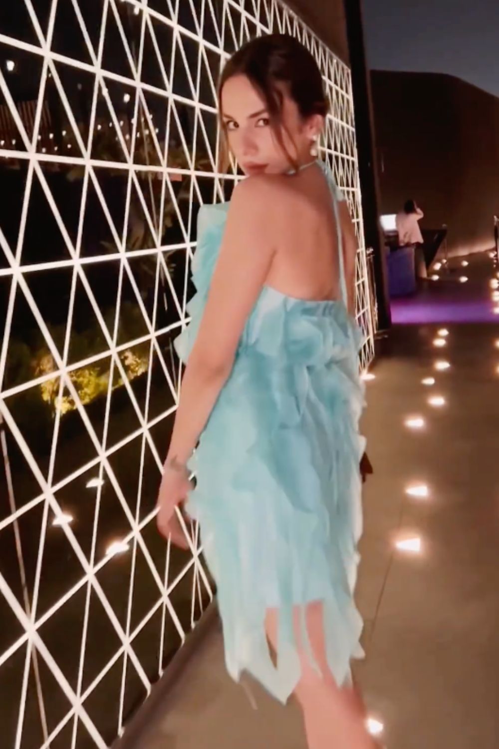 Nitibha Kaul In Our Aqua Ruffle Dress - Zabella