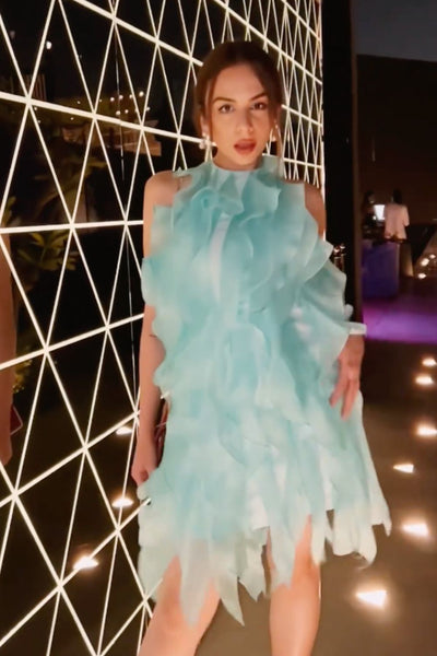 Nitibha Kaul In Our Aqua Ruffle Dress - Zabella