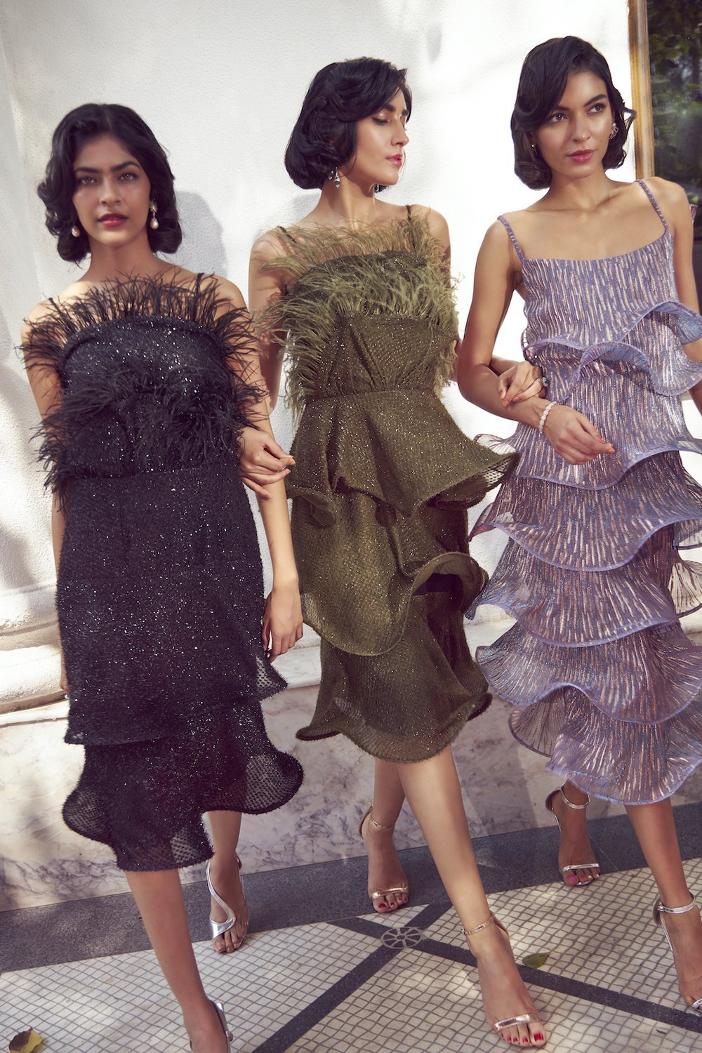 Olive Feather Dress - Shopzabella