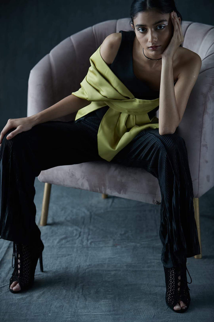 One Shoulder Top With Satin Bow Drape - Shopzabella