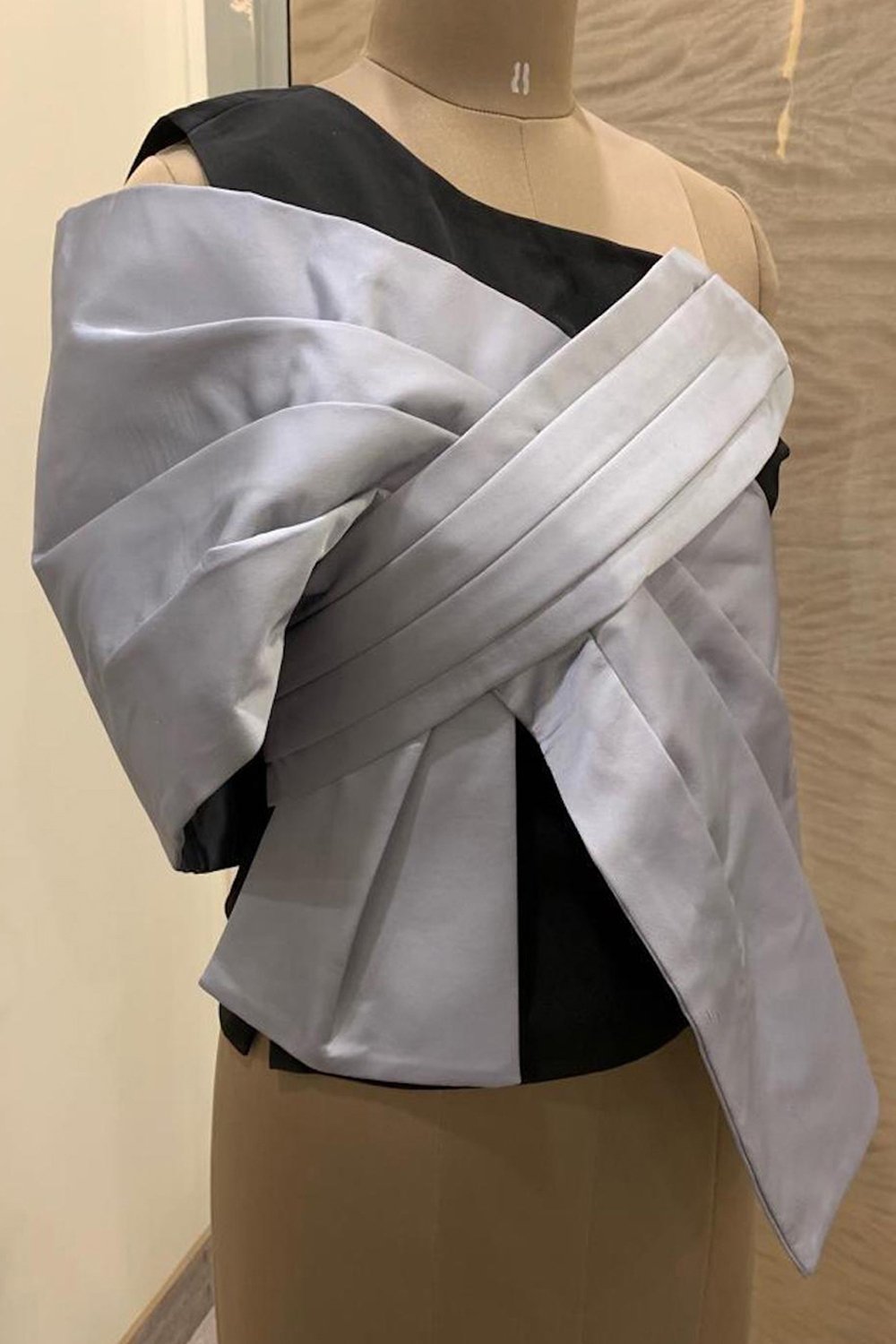 One Shoulder Top With Satin Bow Drape - Shopzabella