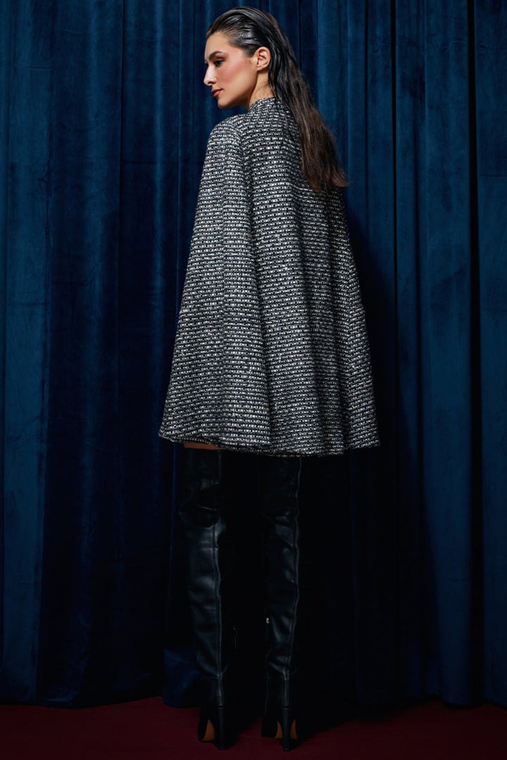 Pragya Jaiswal In Our Noir Tweed Cape Dress - Zabella