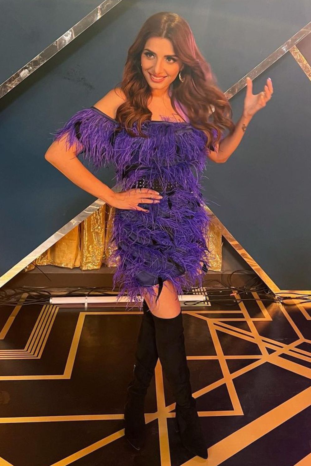 Prakriti Kakar In Our Indigo Structured Feather Mini Dress - Zabella