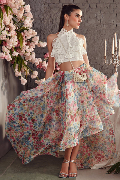 Printed Organza Layered Skirt - Zabella