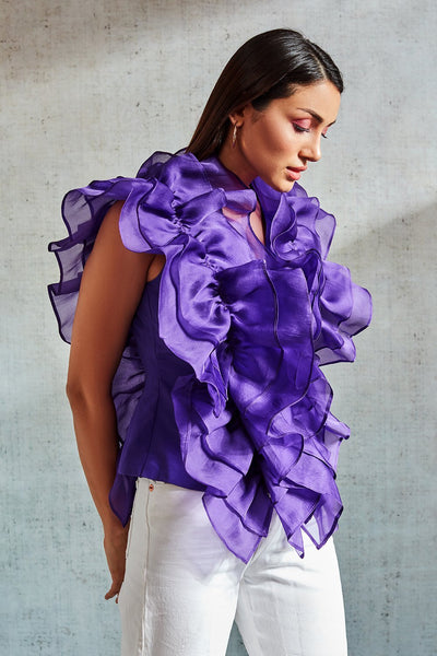 Rebecca Purple Ruffle Top - Shopzabella