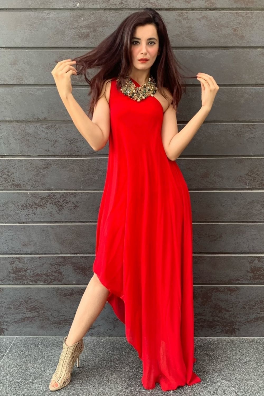 Red One Shoulder Maxi - Shopzabella