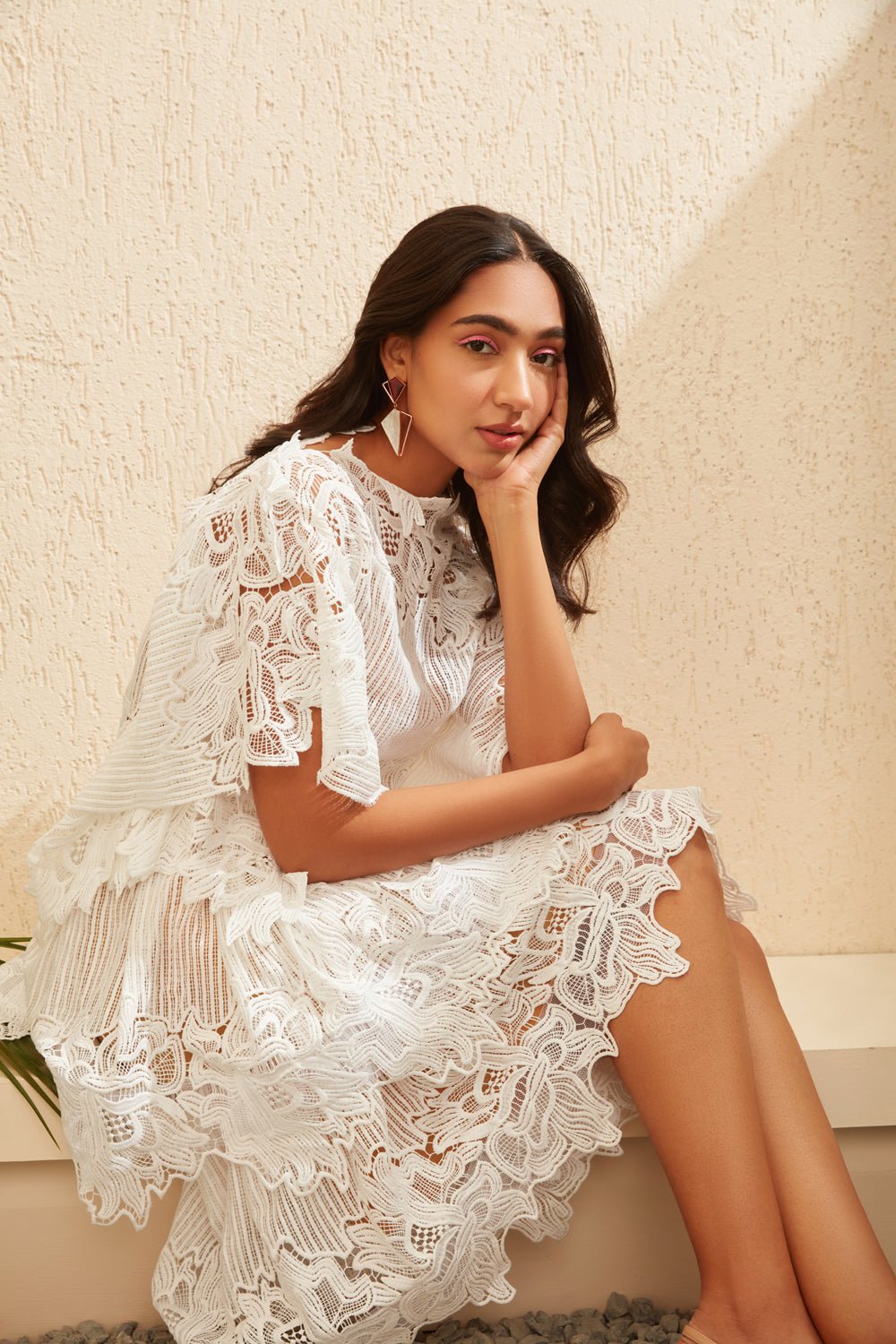 Scallop White Layered Top & Skirt Set - Zabella