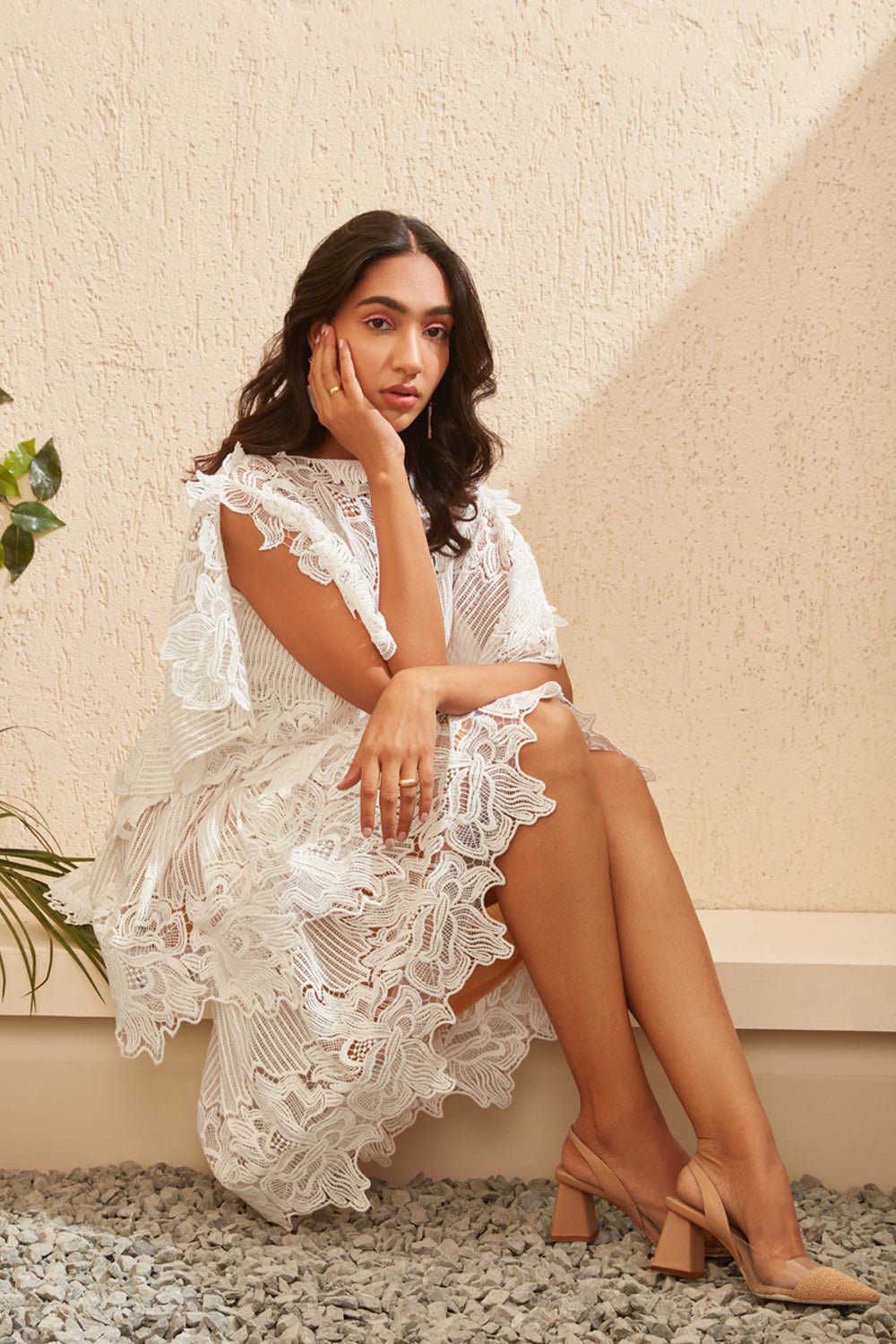 Scallop White Layered Top & Skirt Set - Zabella