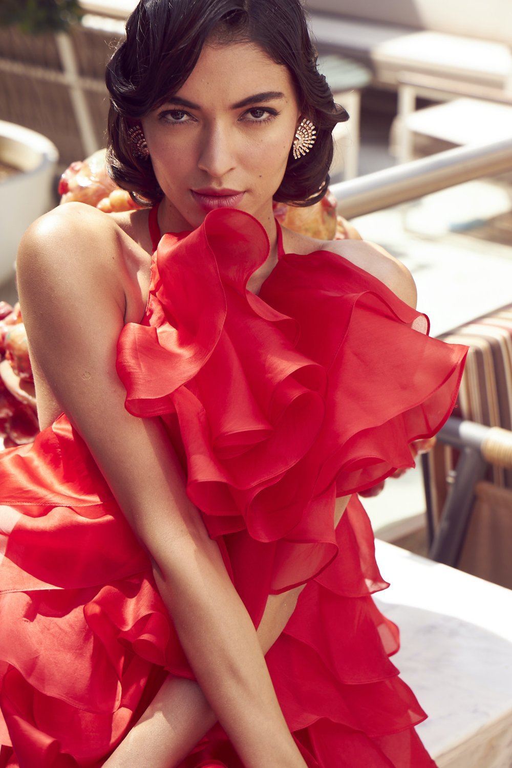 Scarlet Ruffle Dress - Shopzabella