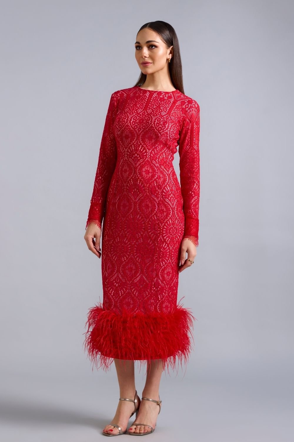 Scarlett Lace Feather Midi - Zabella