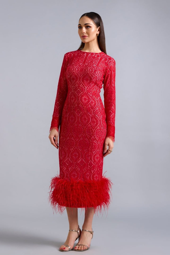 Scarlett Lace Feather Midi - Zabella