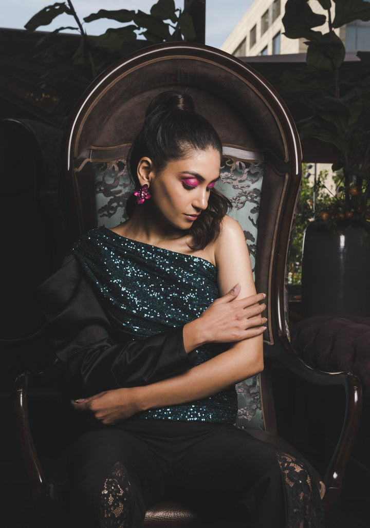 Sequin One Shoulder Top - Shopzabella