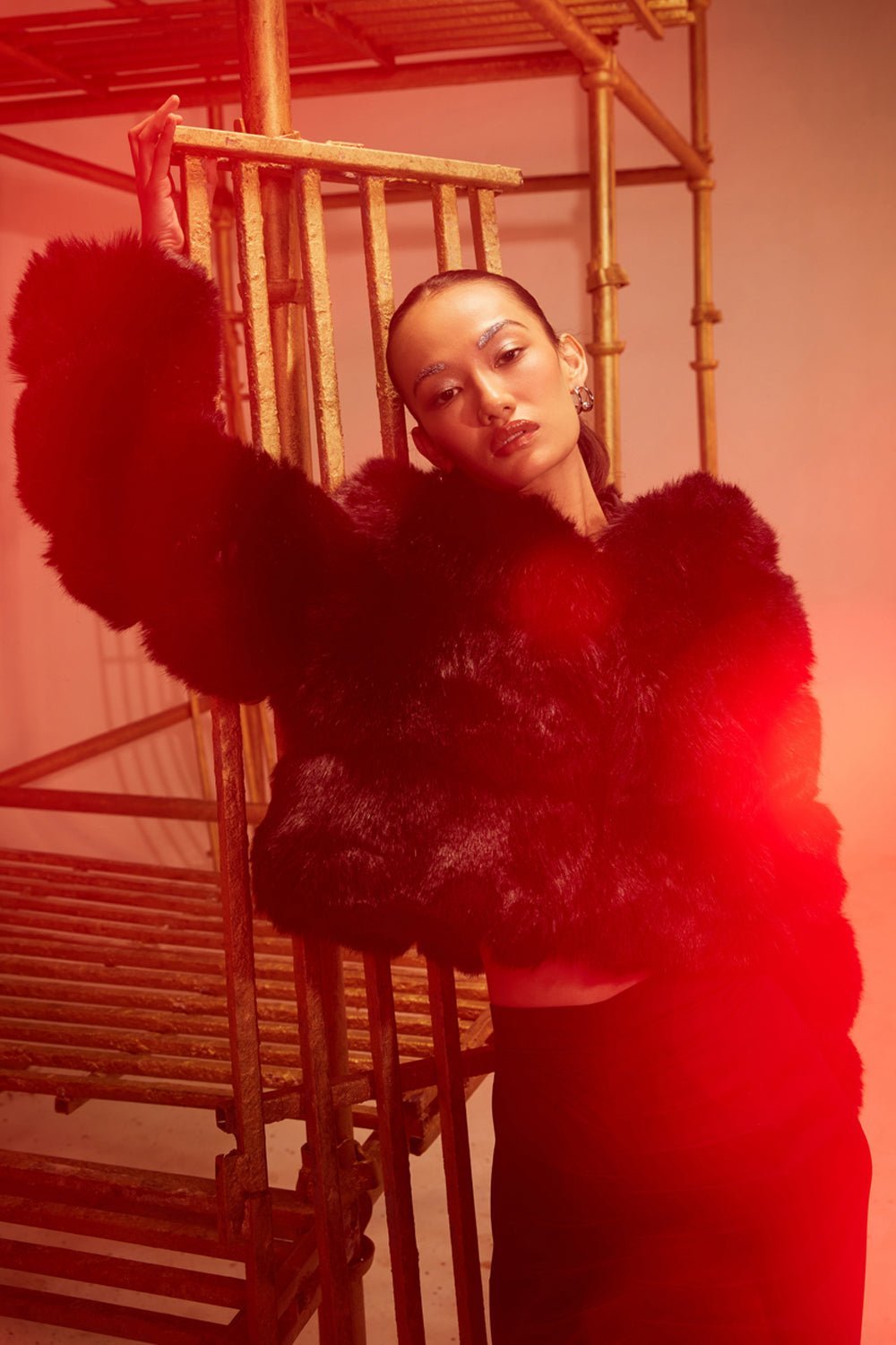 Shanaya Kapoor In Our Black Faux Fur Jacket with Hood - Zabella