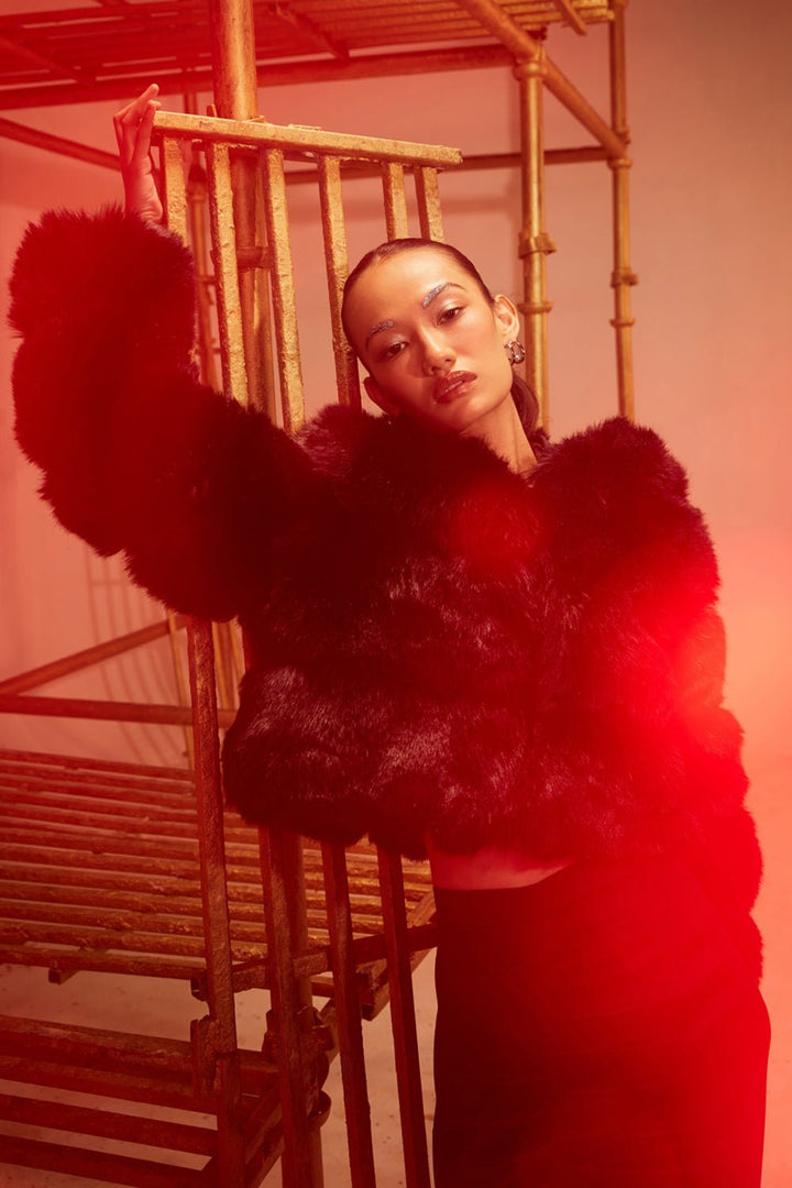 Shanaya Kapoor In Our Black Faux Fur Jacket with Hood - Zabella