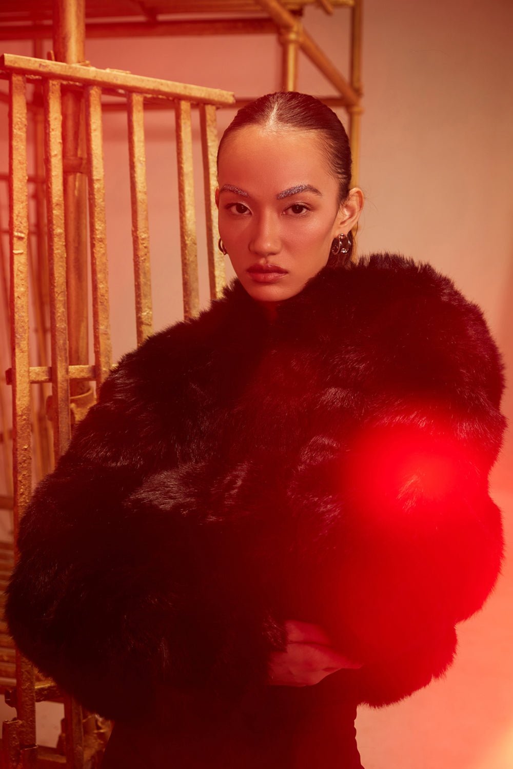 Shanaya Kapoor In Our Black Faux Fur Jacket with Hood - Zabella