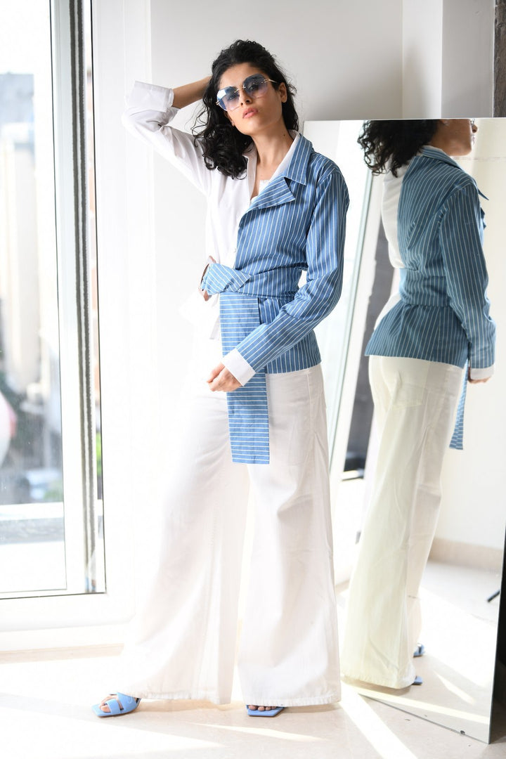 Shirt Jacket With Attached Belt - Shopzabella