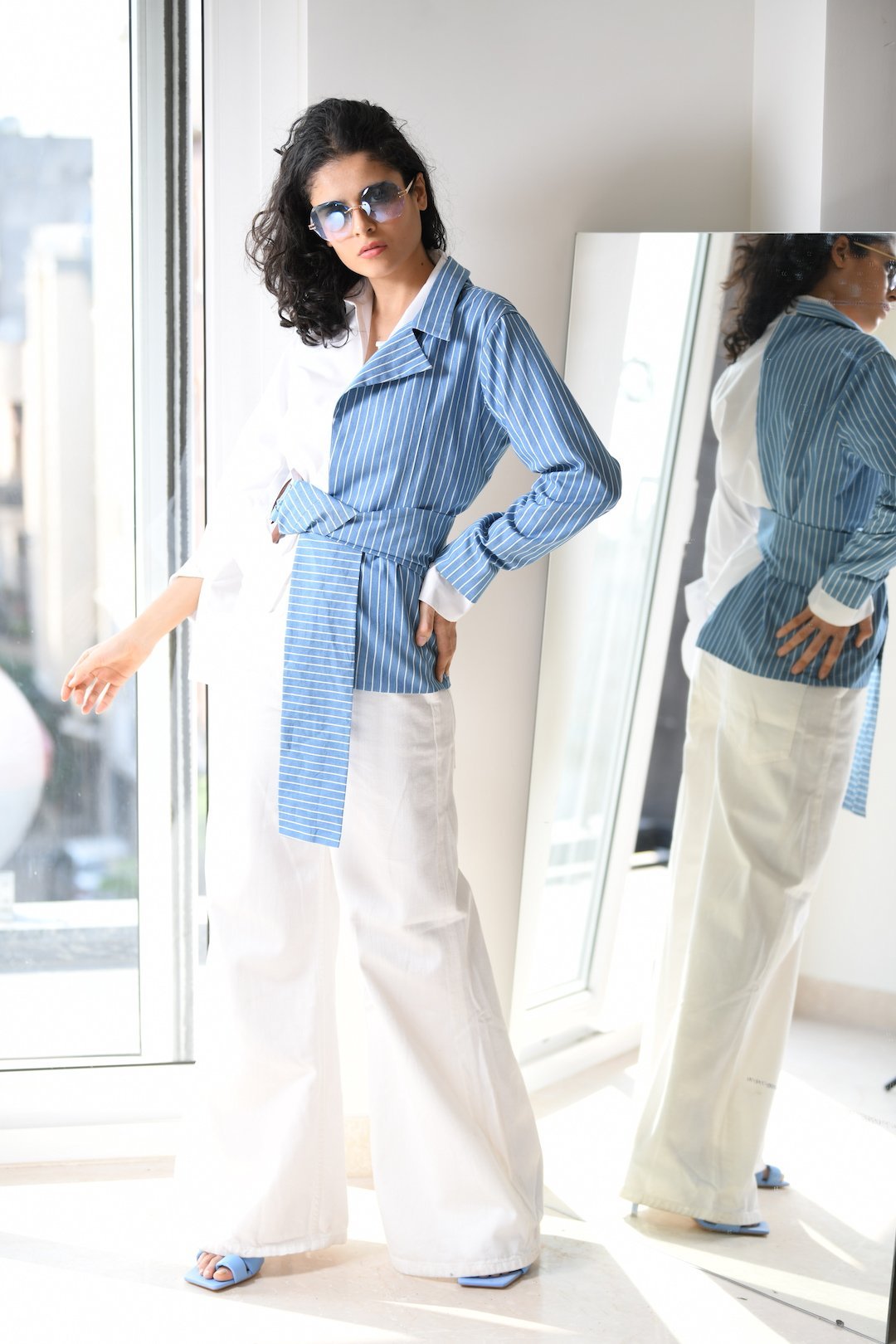 Shirt Jacket With Attached Belt - Shopzabella