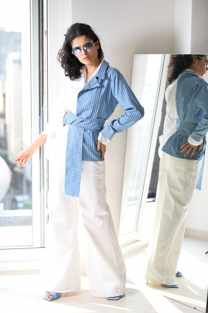 Shirt Jacket With Attached Belt - Shopzabella