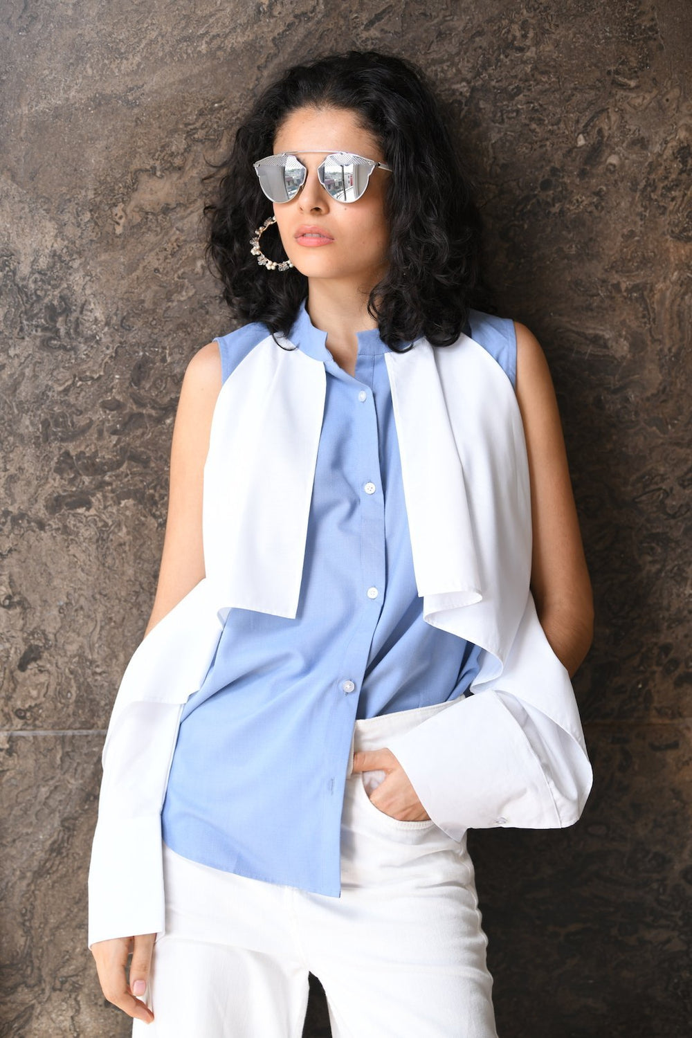Shirt With Exaggerated Sleeve - Shopzabella