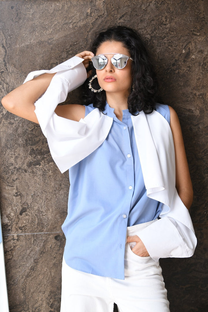 Shirt With Exaggerated Sleeve - Shopzabella