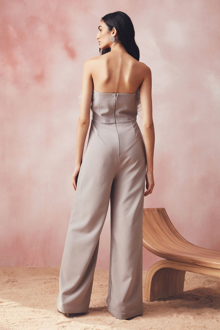 Shruthy Menon In Our Grey Feather Jumpsuit - Zabella