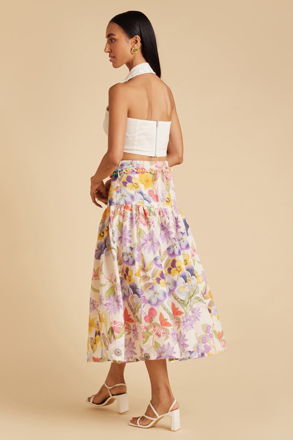 Silk Linen Floral Top - Zabella