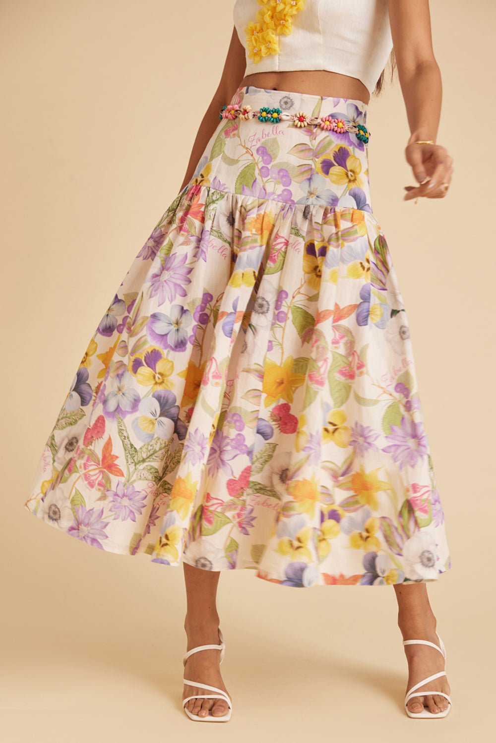 Silk Linen Floral Top - Zabella