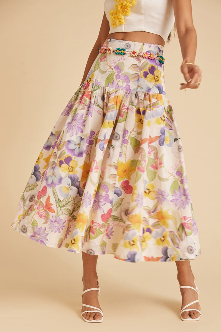 Silk Linen Floral Top - Zabella