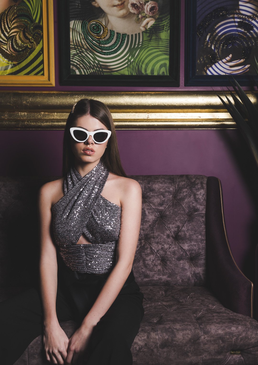 Stretchable Crossover Sequin Top With Cutout Detail - Shopzabella