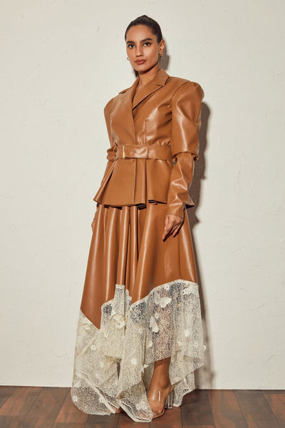 Tan Faux Leather Co-ord Set - Zabella