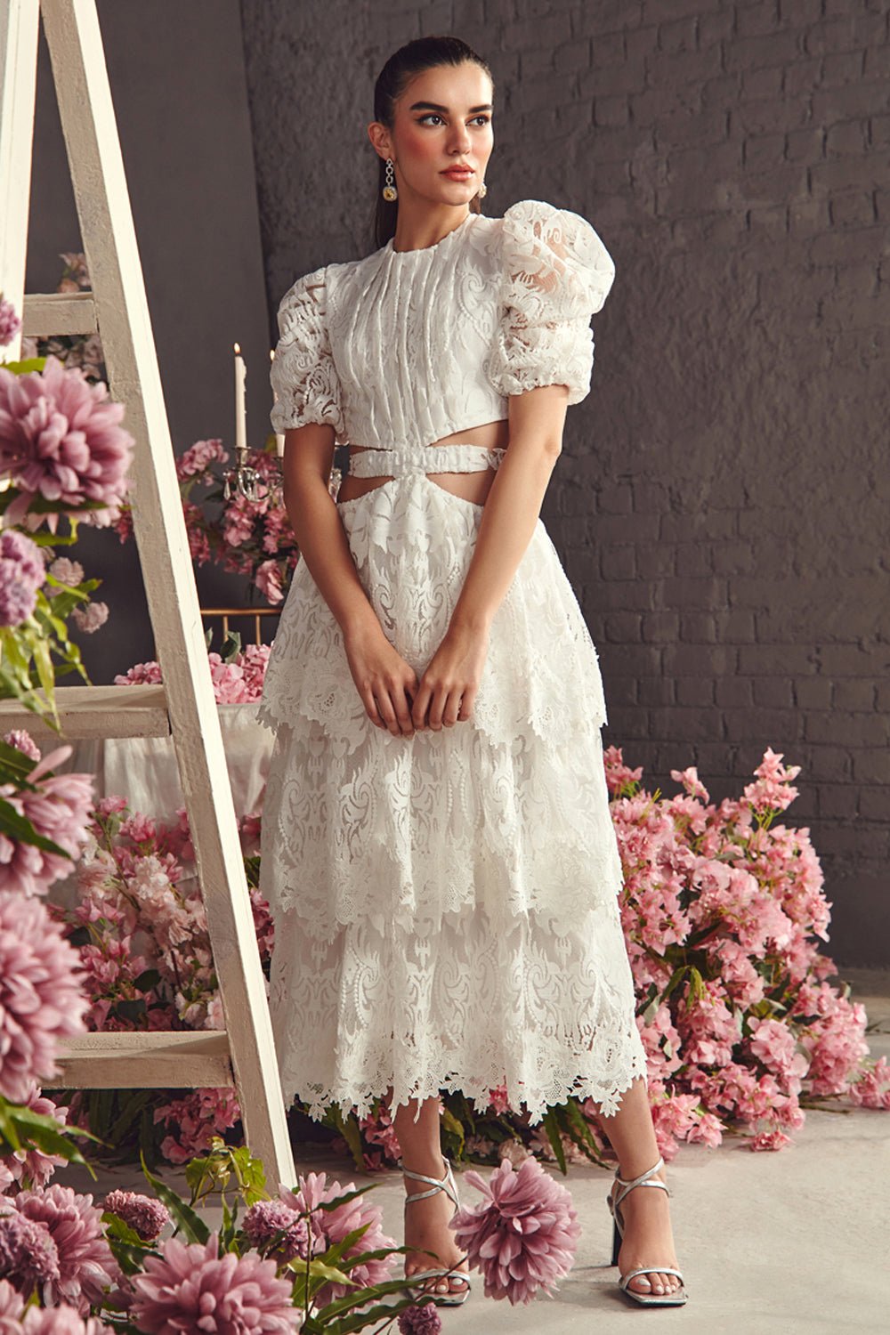 Textured Organza Midi Dress - Zabella