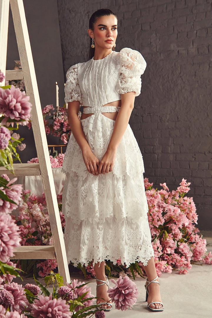 Textured Organza Midi Dress - Zabella