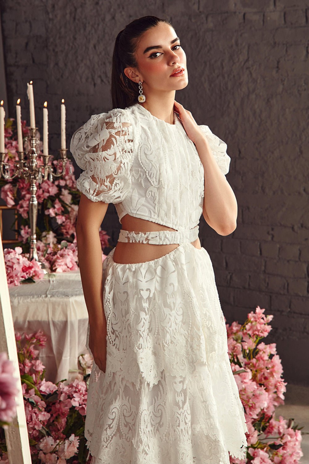 Textured Organza Midi Dress - Zabella