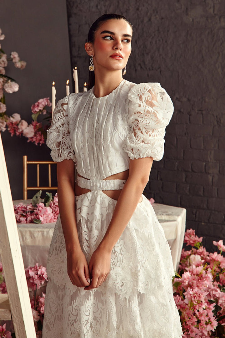 Textured Organza Midi Dress - Zabella