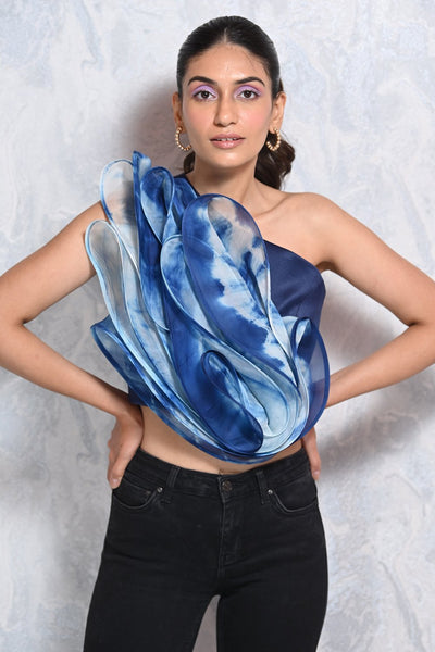 Tie & Dye Structured Organza Top - Shopzabella