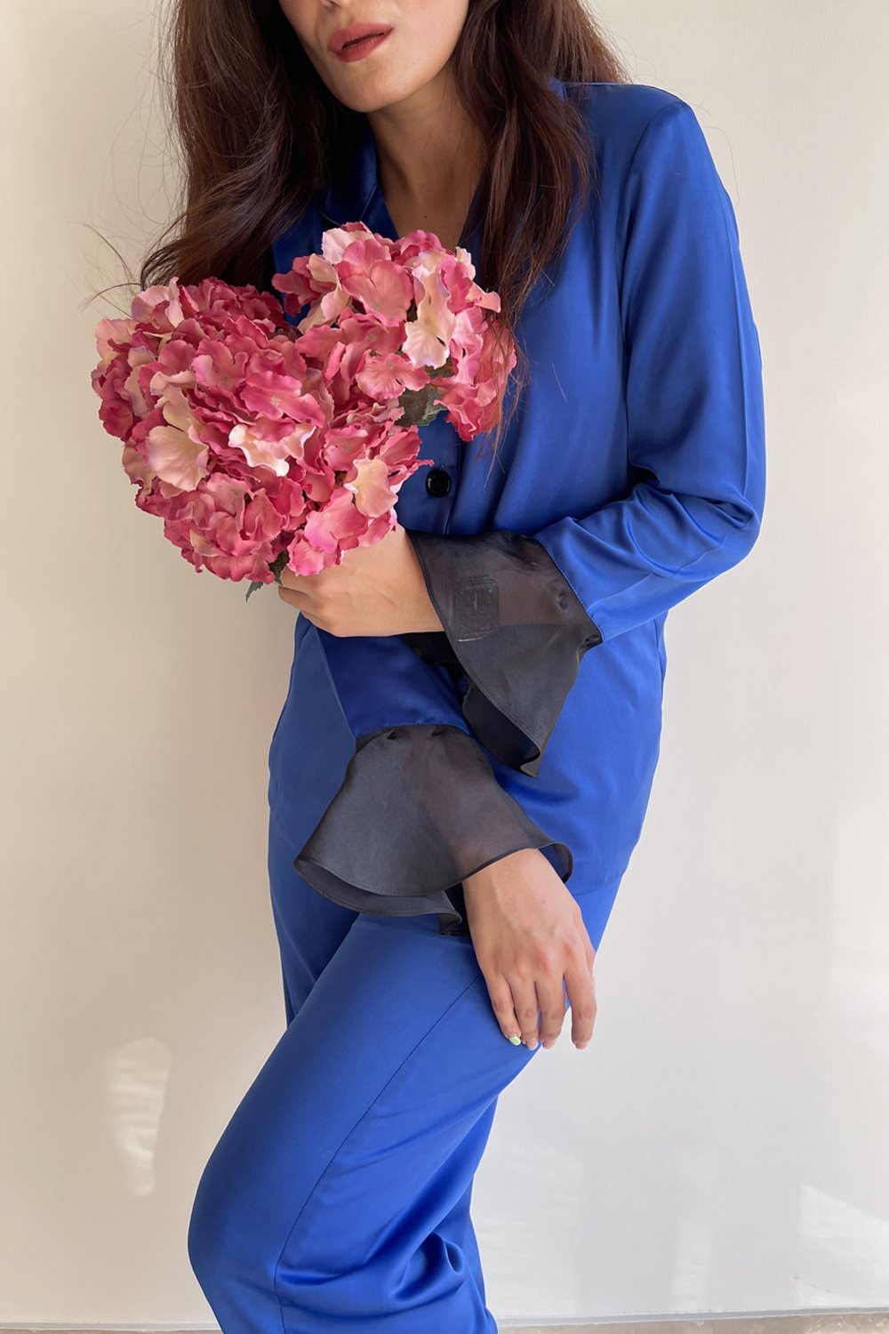 Ultramarine Blue Ruffled Lounged Set - Shopzabella