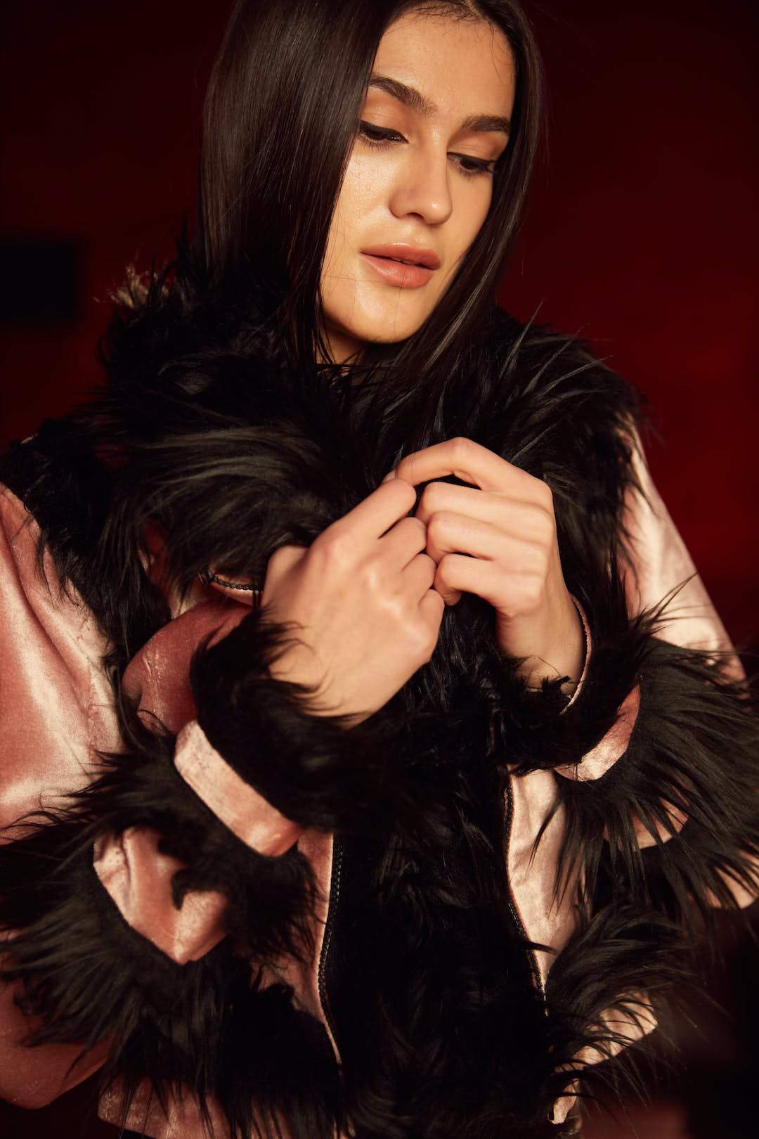 Velvet And Faux Fur Jacket - Shopzabella