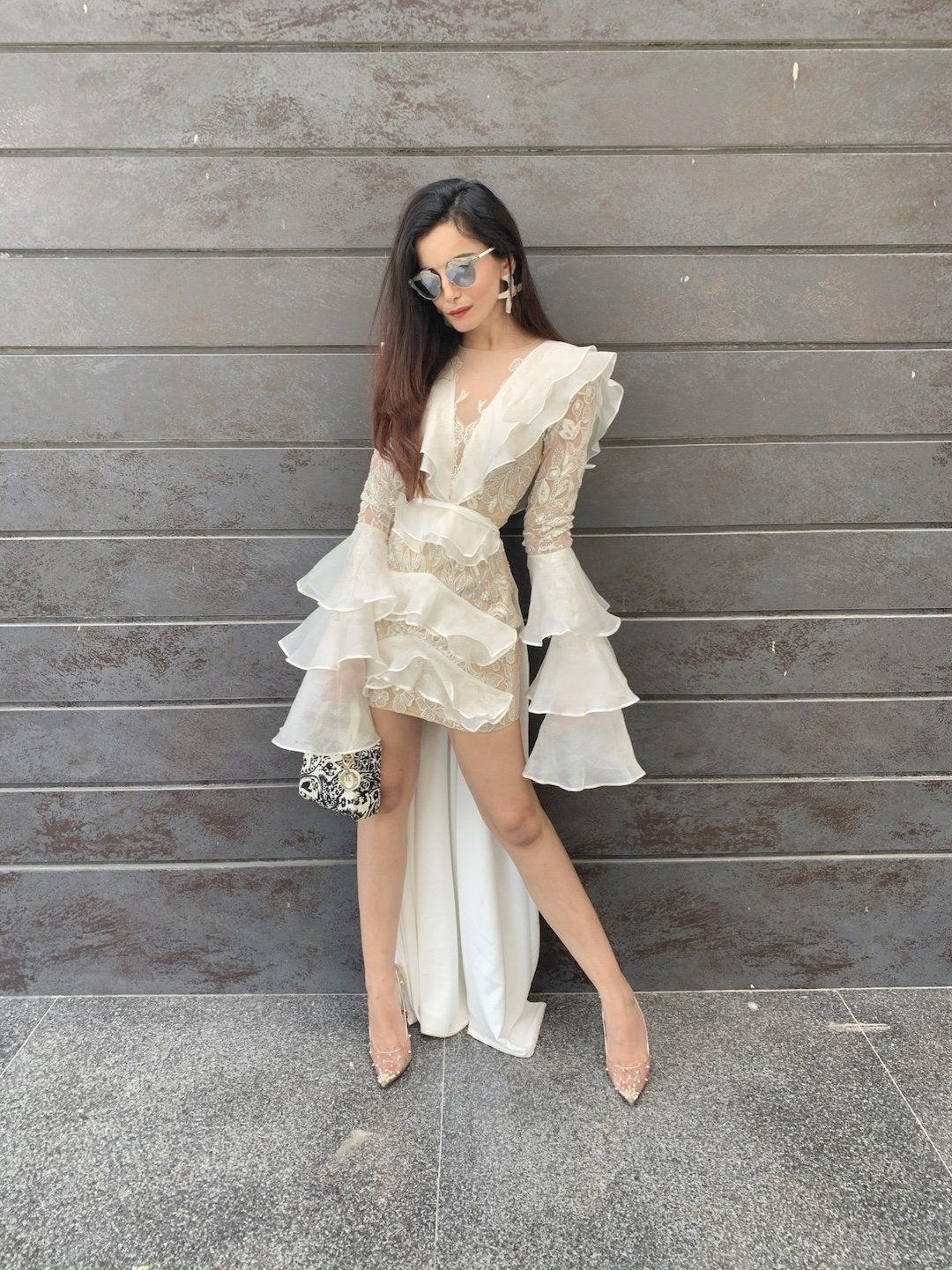 White Embroidered Organza Dress - Shopzabella