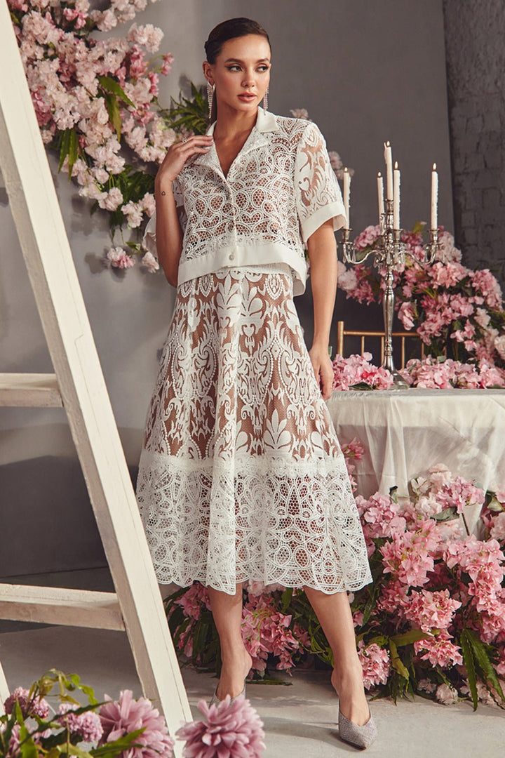 White Flared Skirt - Zabella