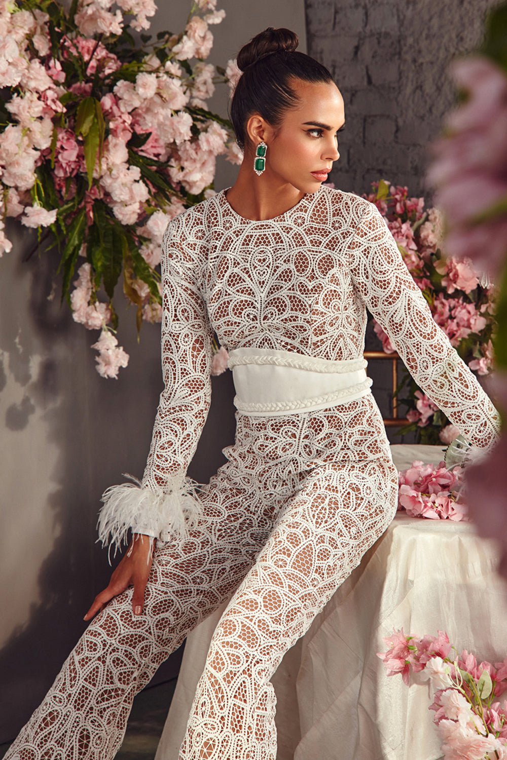 White Lace Jumpsuit - Zabella