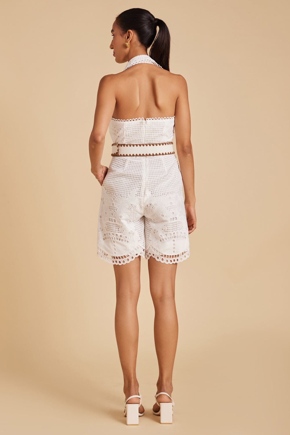 White Scallop Lace Playsuit - Zabella