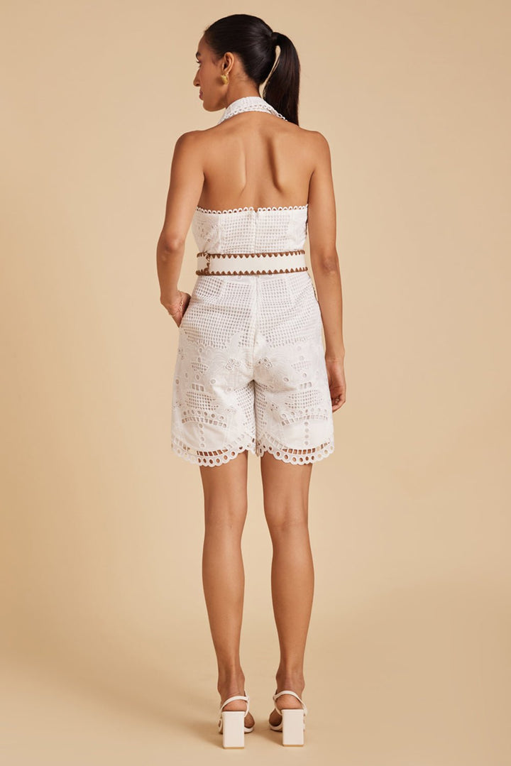 White Scallop Lace Playsuit - Zabella